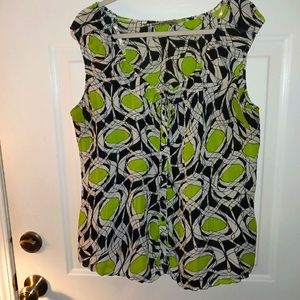 Signature by Larry Levine Green an Black sleeveless blouse Size XL